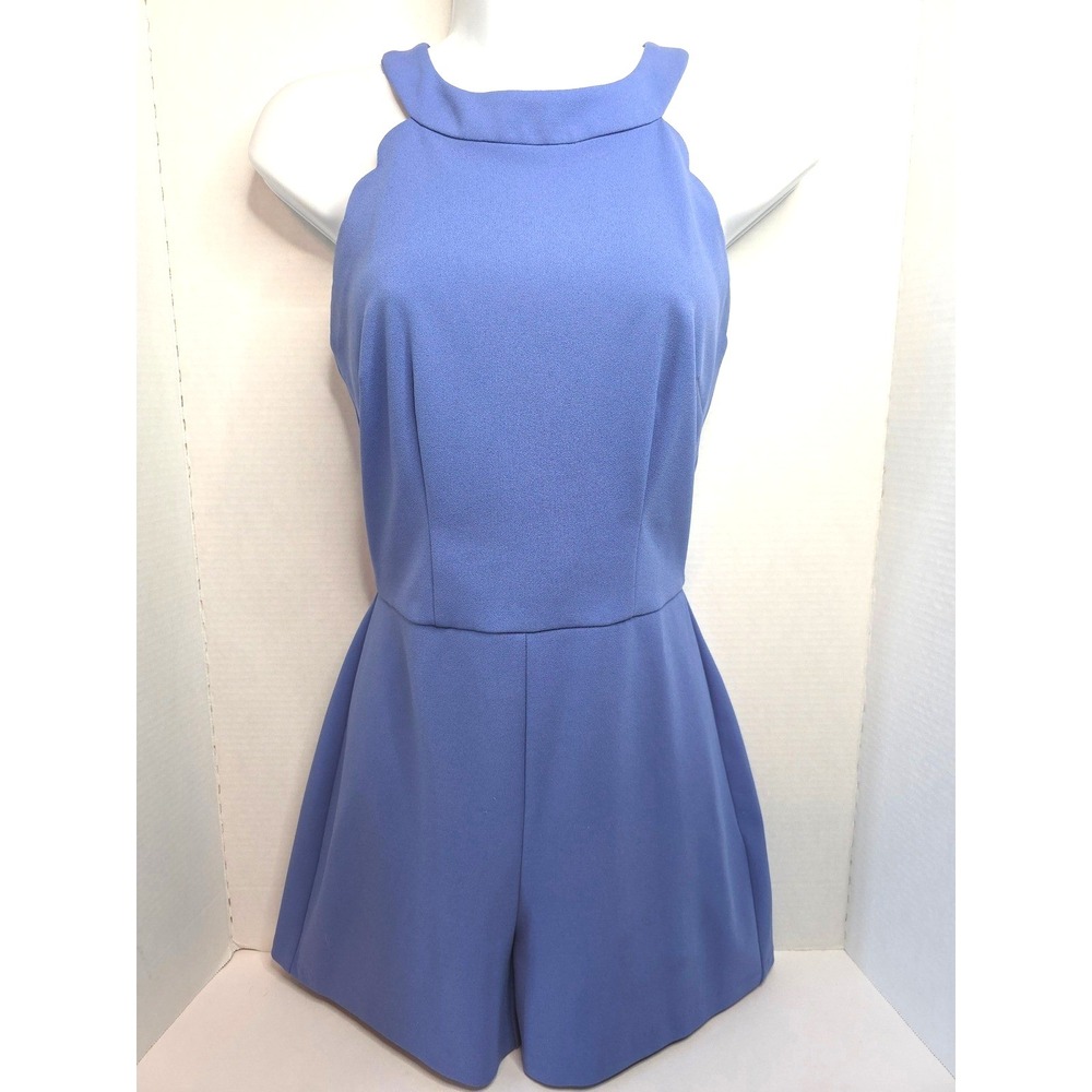 BCX Blue Scalloped Neck Sleeveless Romper Jumpsuit Junior Size 1